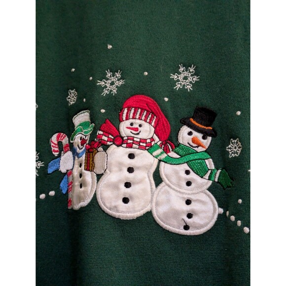 Green Snowman Holiday Christmas Sweater – Basic Editions – Size M - Picture 2 of 8